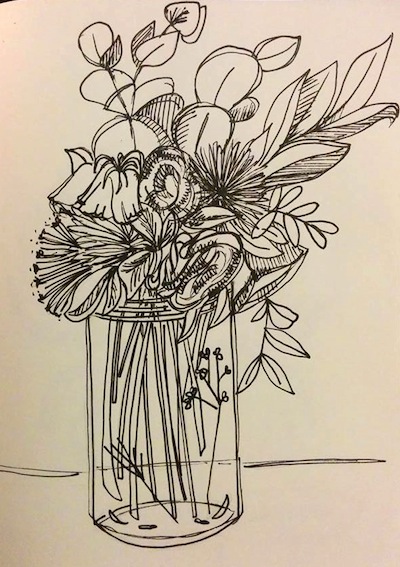 dried flowers in vase illustration