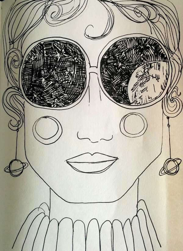 woman-with-space-sunglasses-inktober-laura-morgans