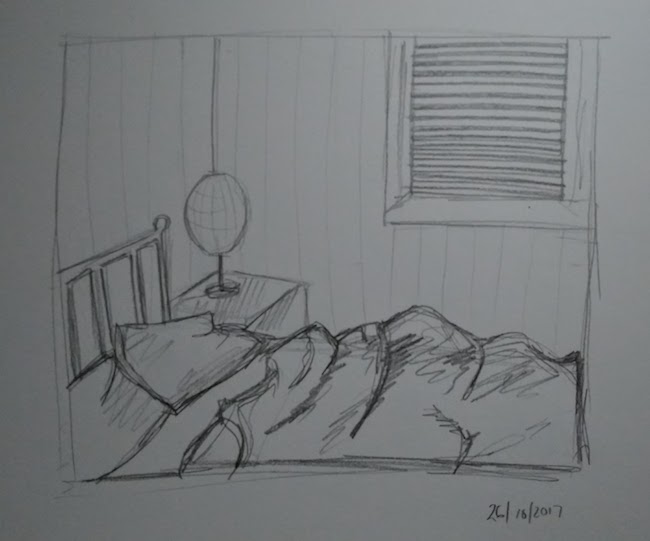 unmade bed drawing laura morgans inktober
