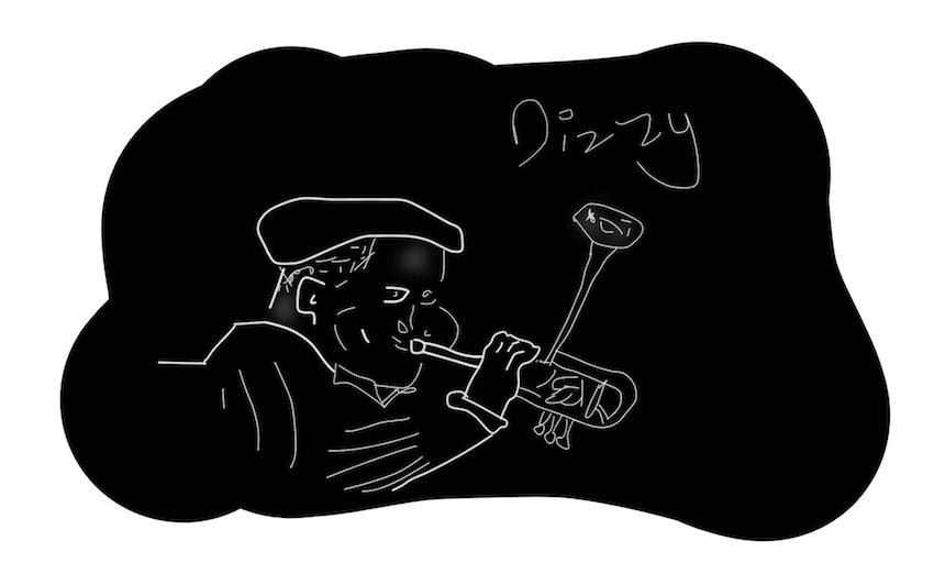 dizzy inktober jazz illustration